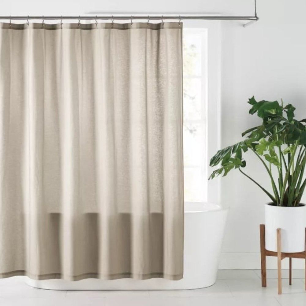 Nestwell 72-Inch x 72-Inch Solid Hemp Shower Curtain in Dove Tan